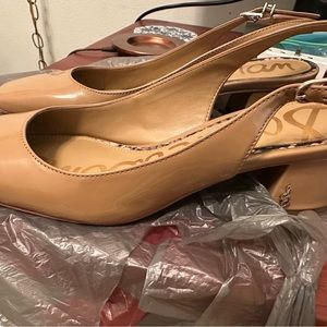 Sam Edelman Nude Patent Leather Slingback Heels